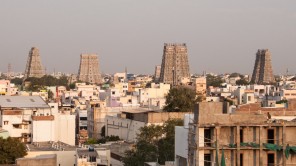 Bild: Sri Minakshi Tempel in Madurai bei Sonnenuntergang