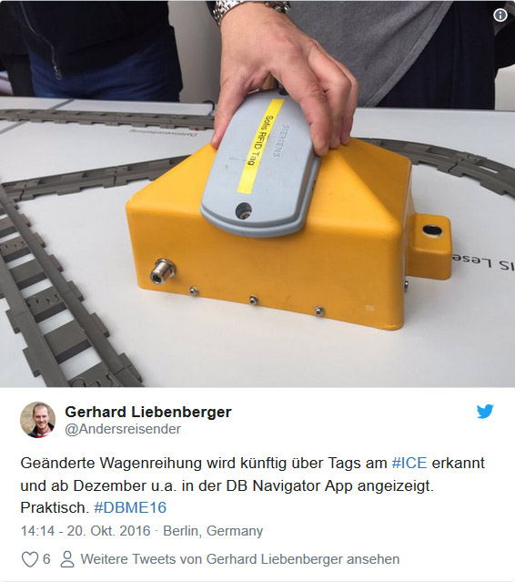 Twitter: #DBME16 Wagenreihung in der DB Navigator App